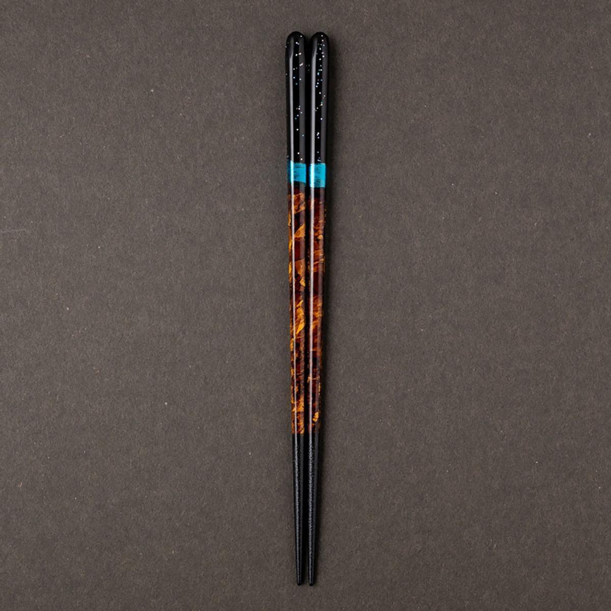 【箸】 ペア 夜空 (宵・暁) 箸置付 (22.5cm) 桐箱 | 筆描き | 結晶