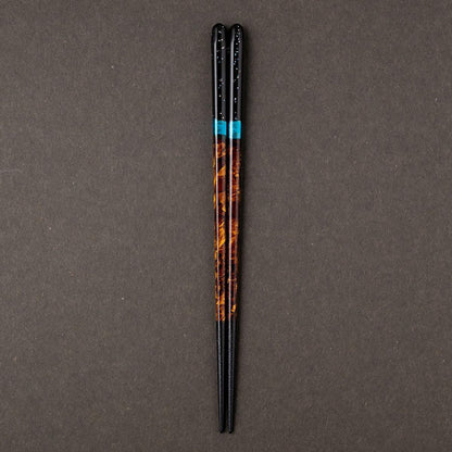 【箸】 ペア 夜空 (宵・暁) 箸置付 (22.5cm) 桐箱 | 筆描き | 結晶