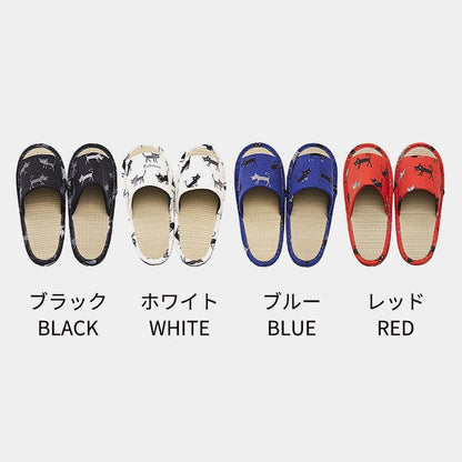 日本製造草編貓圖案拖鞋