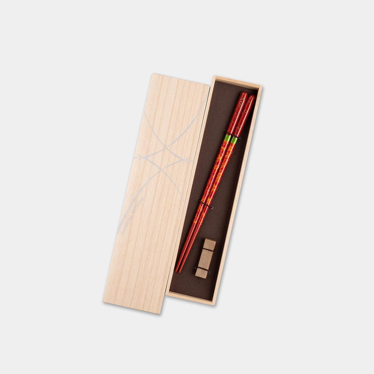 【箸 筆描き】夜空 暁 砂岩箸置付 22.5cm 桐箱 日本製 結晶