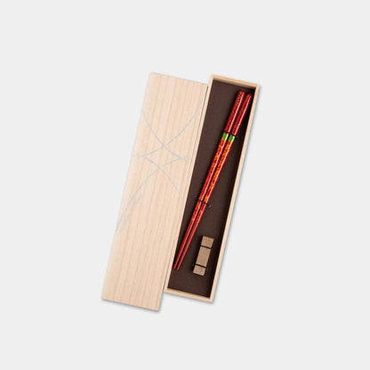 【箸 筆描き】夜空 暁 砂岩箸置付 22.5cm 桐箱 日本製 結晶