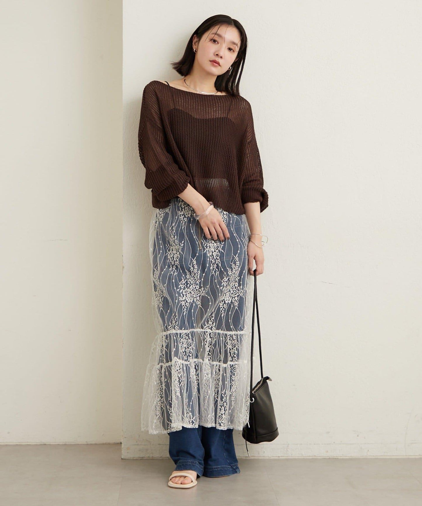 透紗蕾絲設計 半身裙