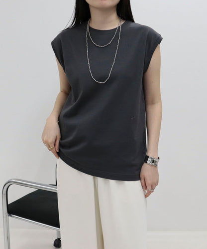 減輕汗漬 平紋針織 法式袖 T恤