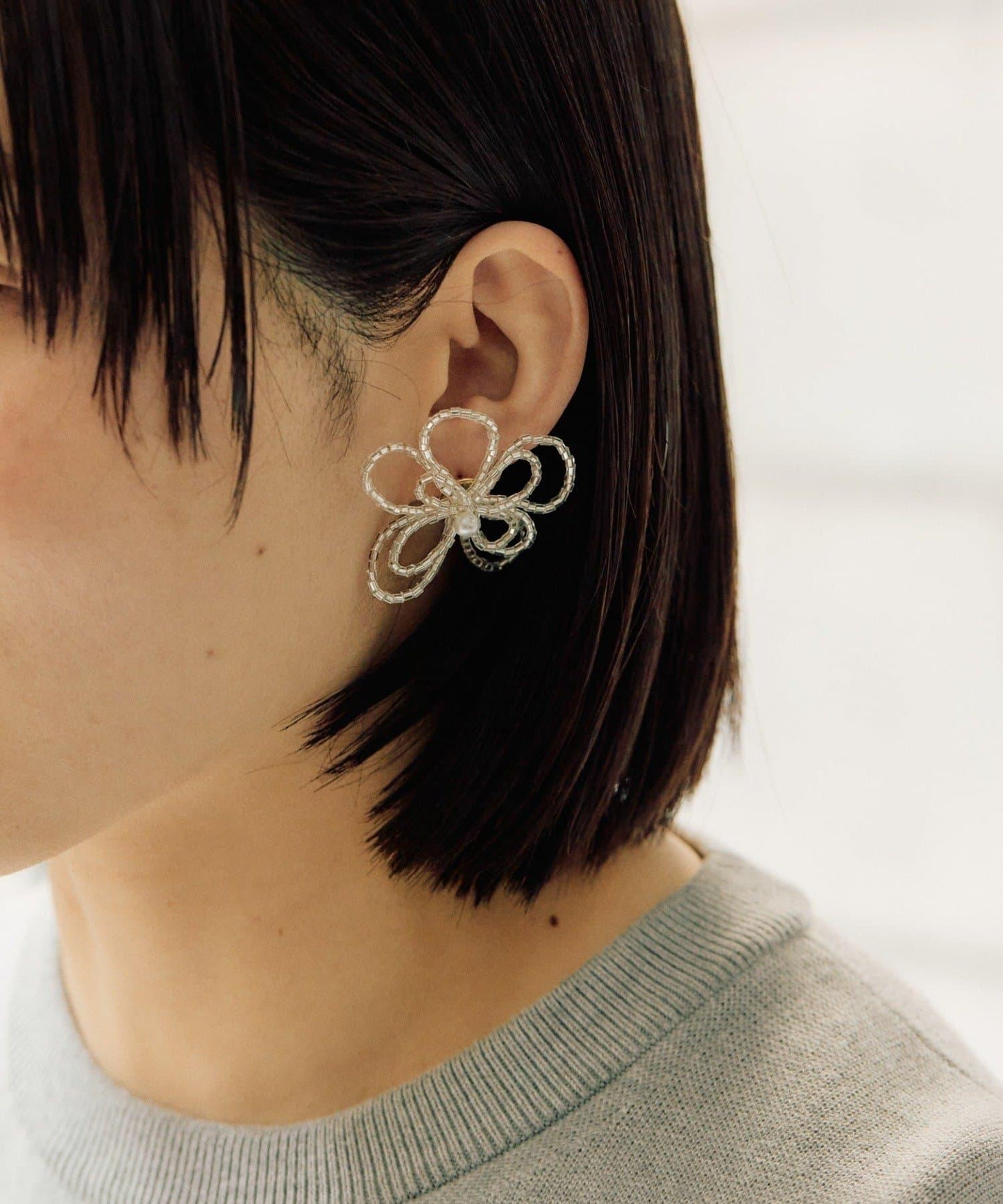 大款花朵珠飾耳環