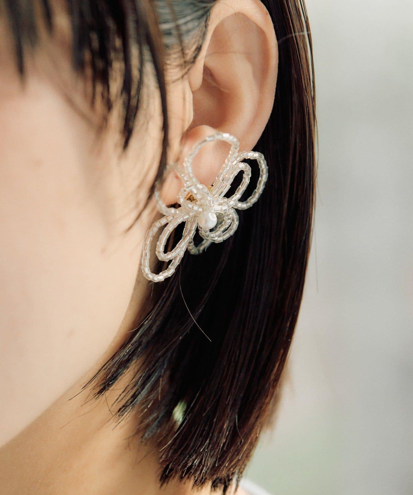 大款花朵珠飾耳環