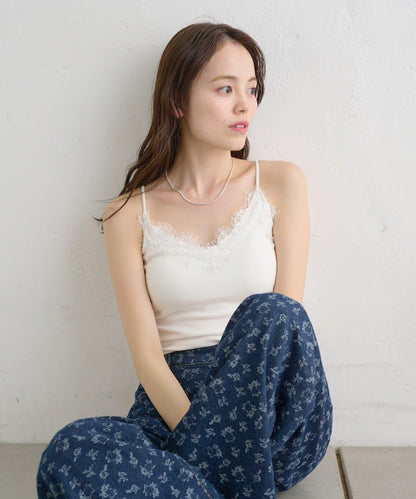 帶胸墊 條紋蕾絲 吊帶背心