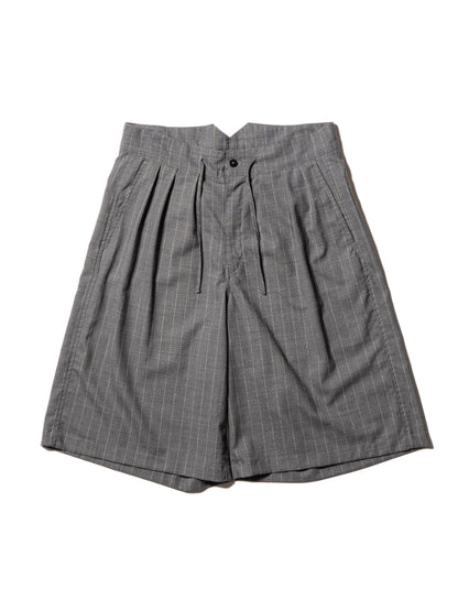 羊毛緞面粉筆條紋 RESEARCHED 3/4 EASY SLACKS 休閒褲
