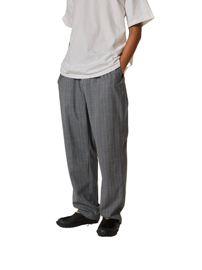 RESEARCHED EASY PANTS WOOL SATIN CHALK STRIPE 褲子