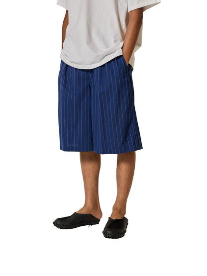 羊毛緞面粉筆條紋 RESEARCHED 3/4 EASY SLACKS 休閒褲