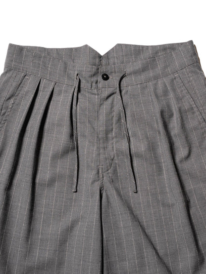 羊毛緞面粉筆條紋 RESEARCHED 3/4 EASY SLACKS 休閒褲