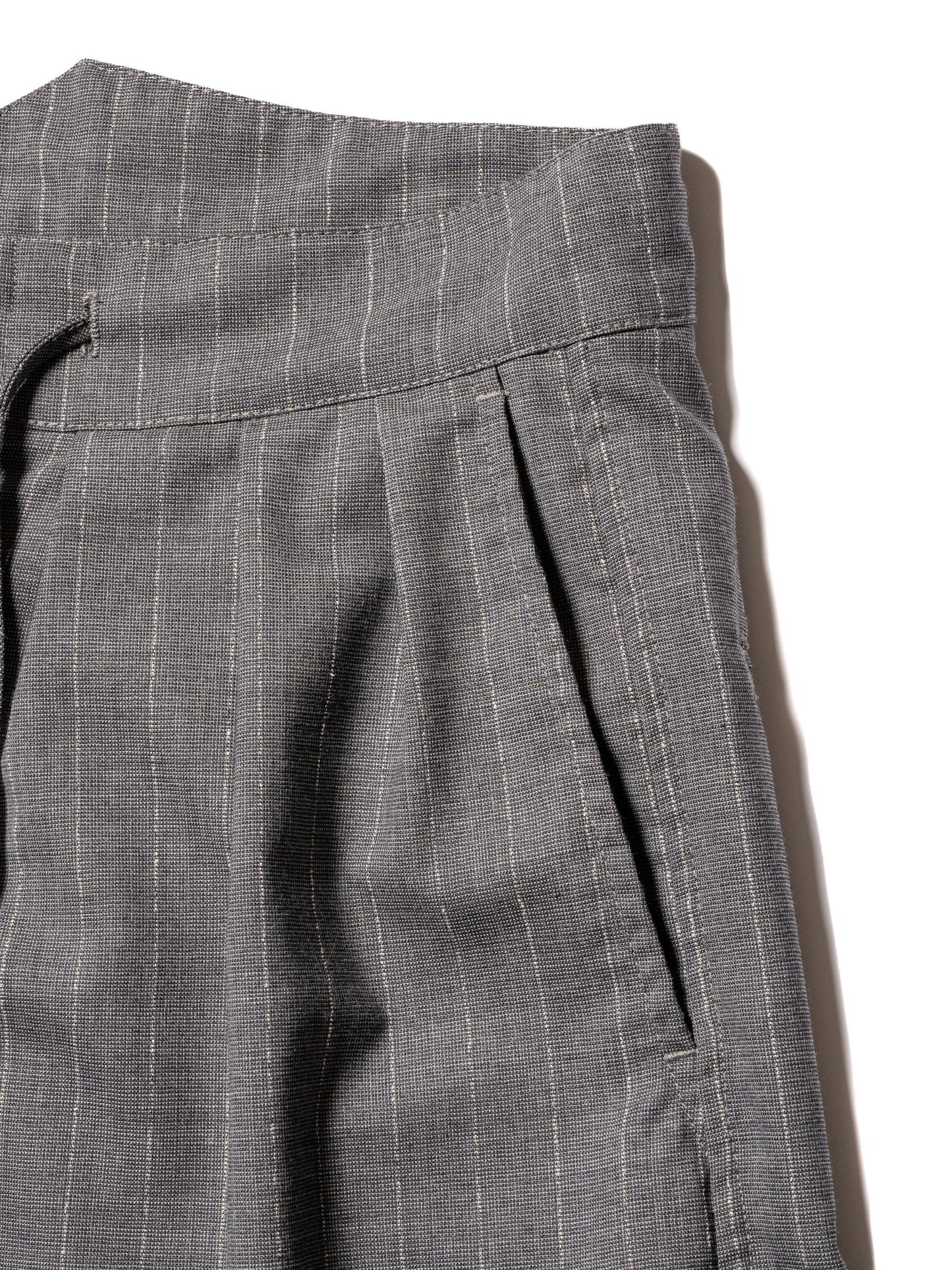 羊毛緞面粉筆條紋 RESEARCHED 3/4 EASY SLACKS 休閒褲