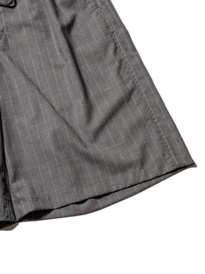 羊毛緞面粉筆條紋 RESEARCHED 3/4 EASY SLACKS 休閒褲