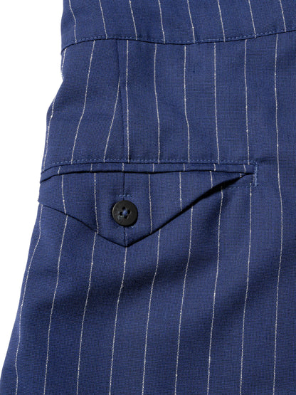 羊毛緞面粉筆條紋 RESEARCHED 3/4 EASY SLACKS 休閒褲