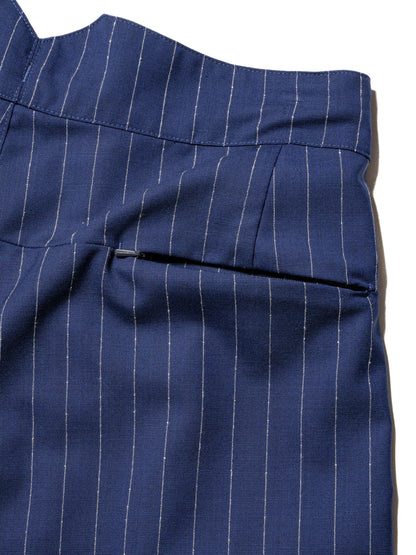 羊毛緞面粉筆條紋 RESEARCHED 3/4 EASY SLACKS 休閒褲