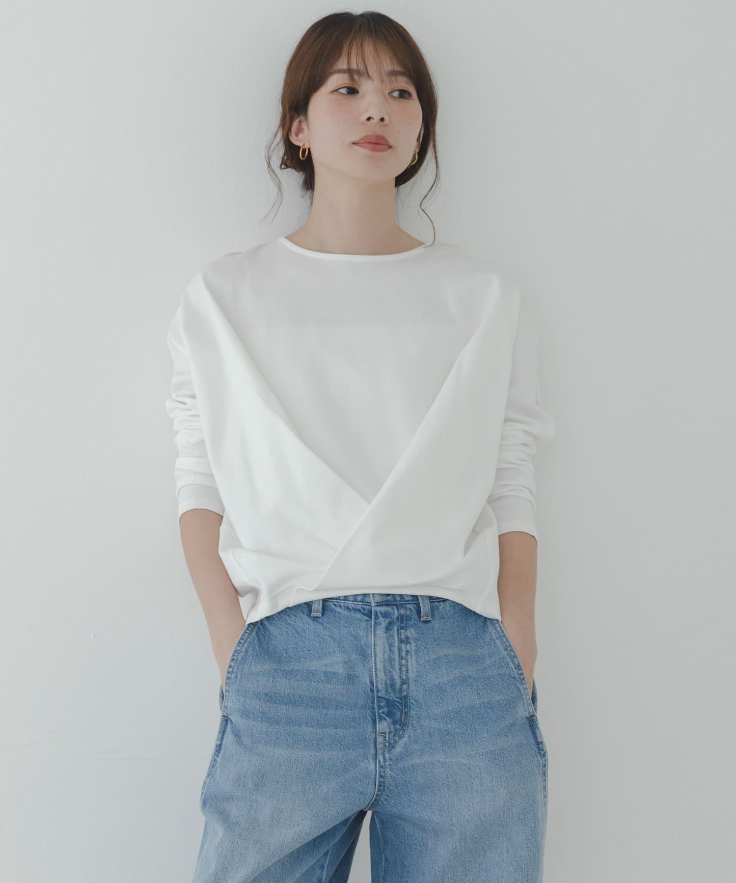 前褶設計 羅馬布 套頭上衣