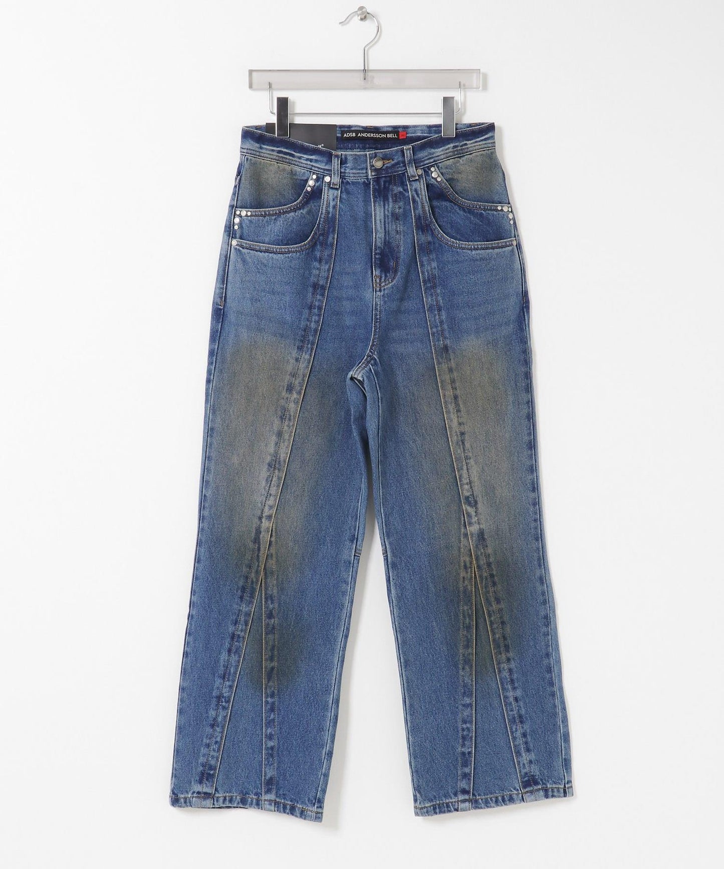 中性疊層設計寬鬆 LAYERED WIDE JEANS 牛仔褲
