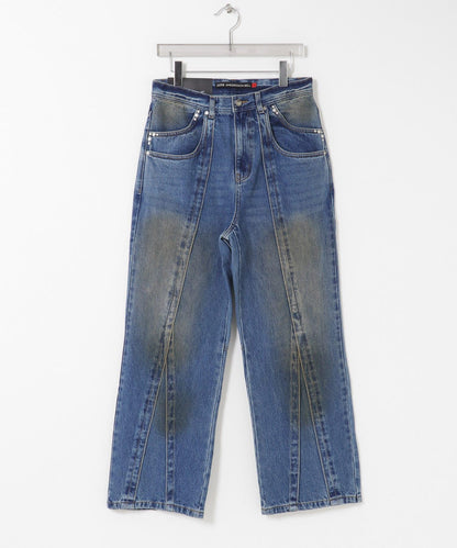 中性疊層設計寬鬆 LAYERED WIDE JEANS 牛仔褲