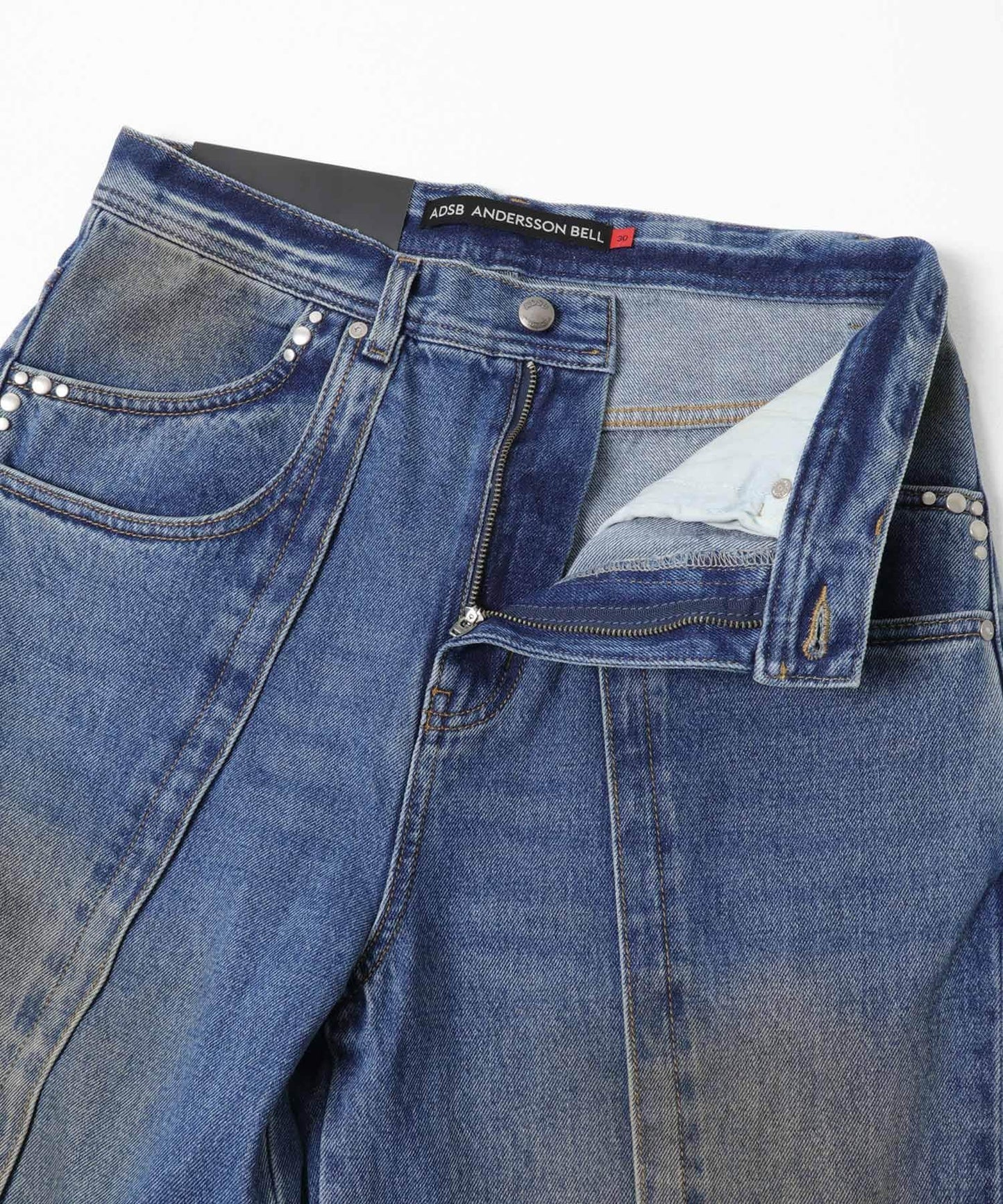 中性疊層設計寬鬆 LAYERED WIDE JEANS 牛仔褲