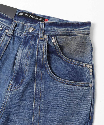 中性疊層設計寬鬆 LAYERED WIDE JEANS 牛仔褲