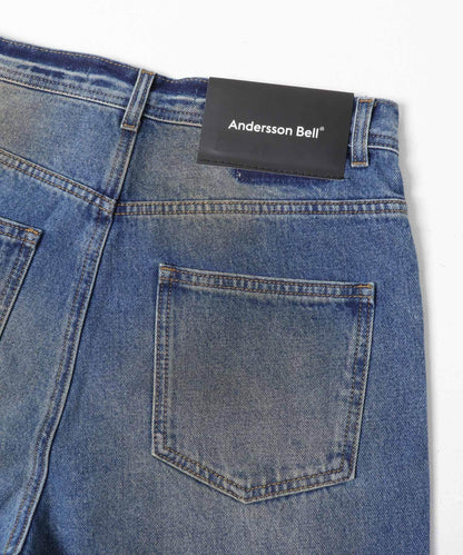 中性疊層設計寬鬆 LAYERED WIDE JEANS 牛仔褲