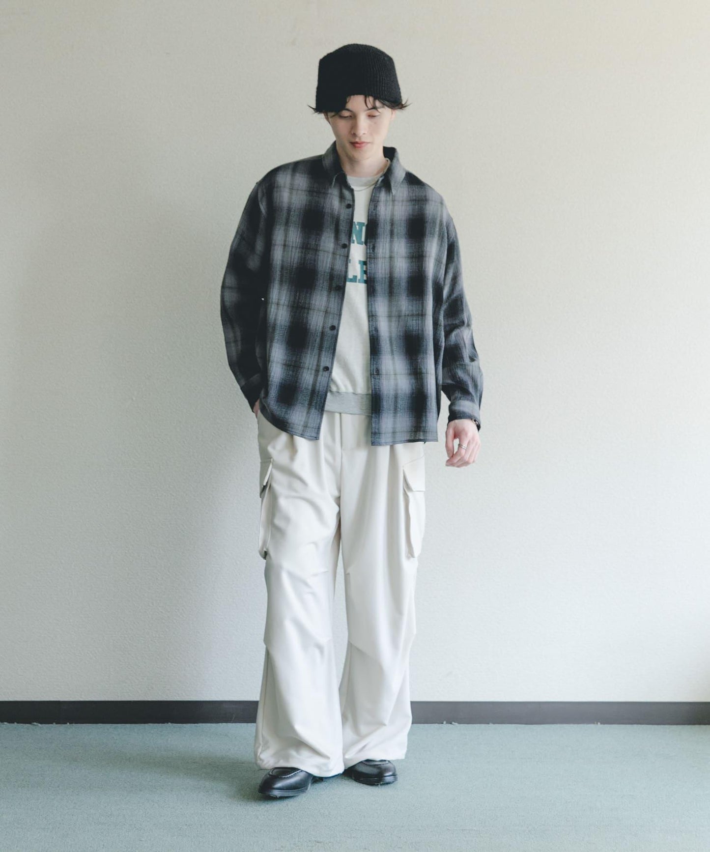 漸變格紋 常規領 襯衫