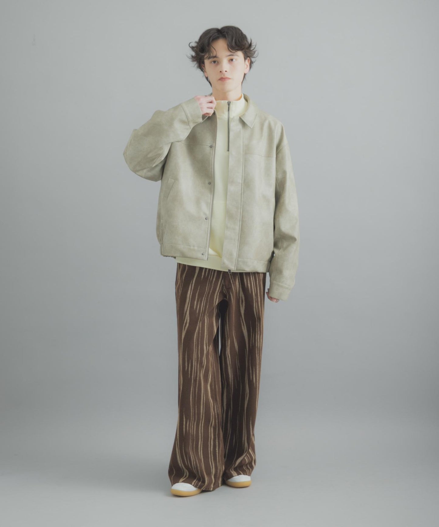大理石印花 闊腿 牛仔褲
