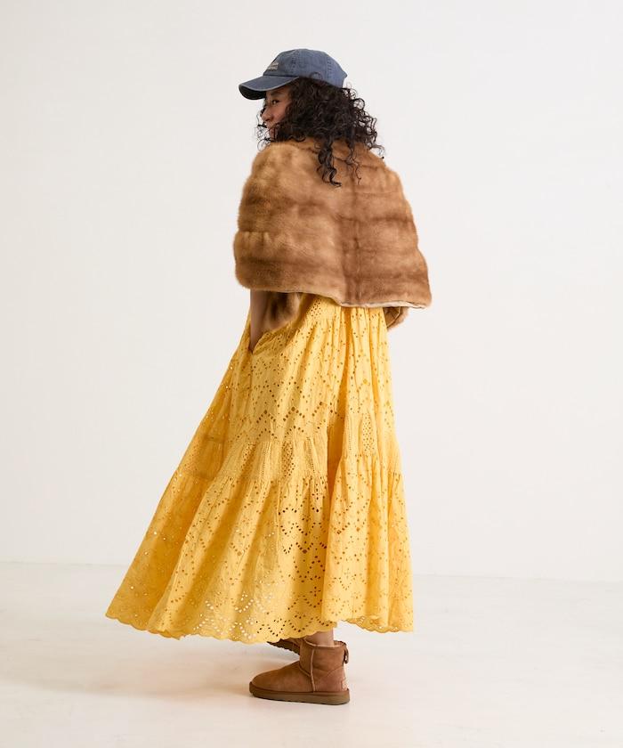 印度刺繡層疊肩部蝴蝶結吊帶連衣裙