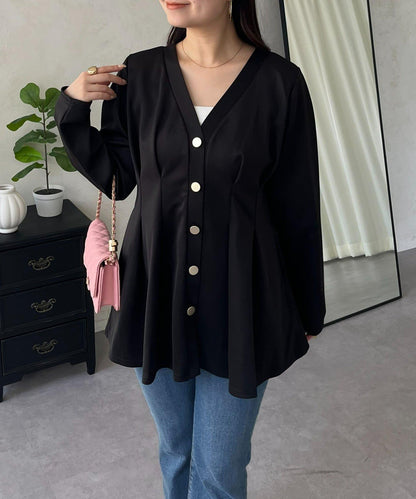 腰褶設計 針織開衫