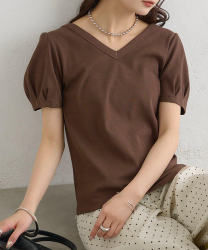 羅紋泡泡袖T恤