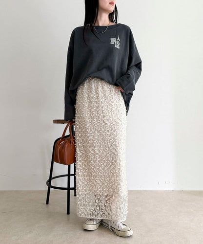 圓點刺繡半身裙