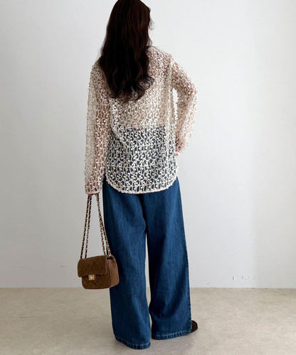 焦點圓點刺繡套頭上衣
