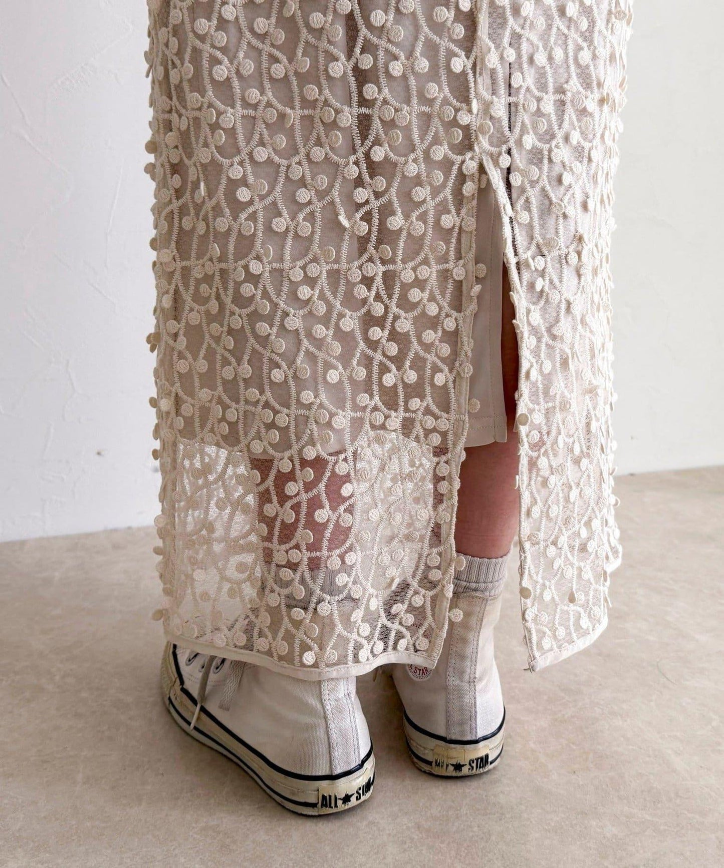 圓點刺繡半身裙