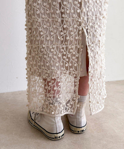 圓點刺繡半身裙