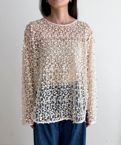 焦點圓點刺繡套頭上衣