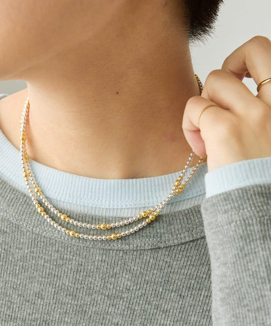 《スターリングシルバー使用》 條紋納瓦霍珍珠 3×80 項鍊