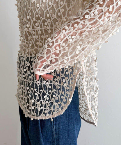 焦點圓點刺繡套頭上衣