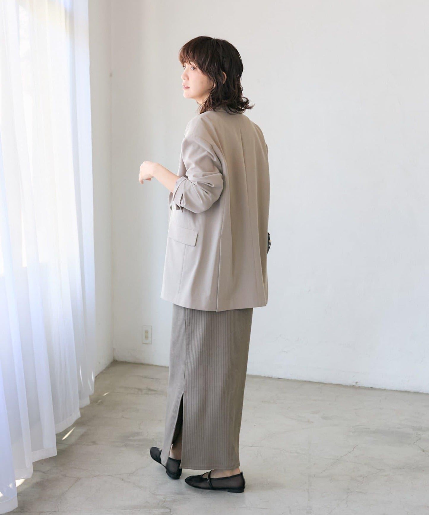 隨性風 寬肩 觸感涼感功能 夾克