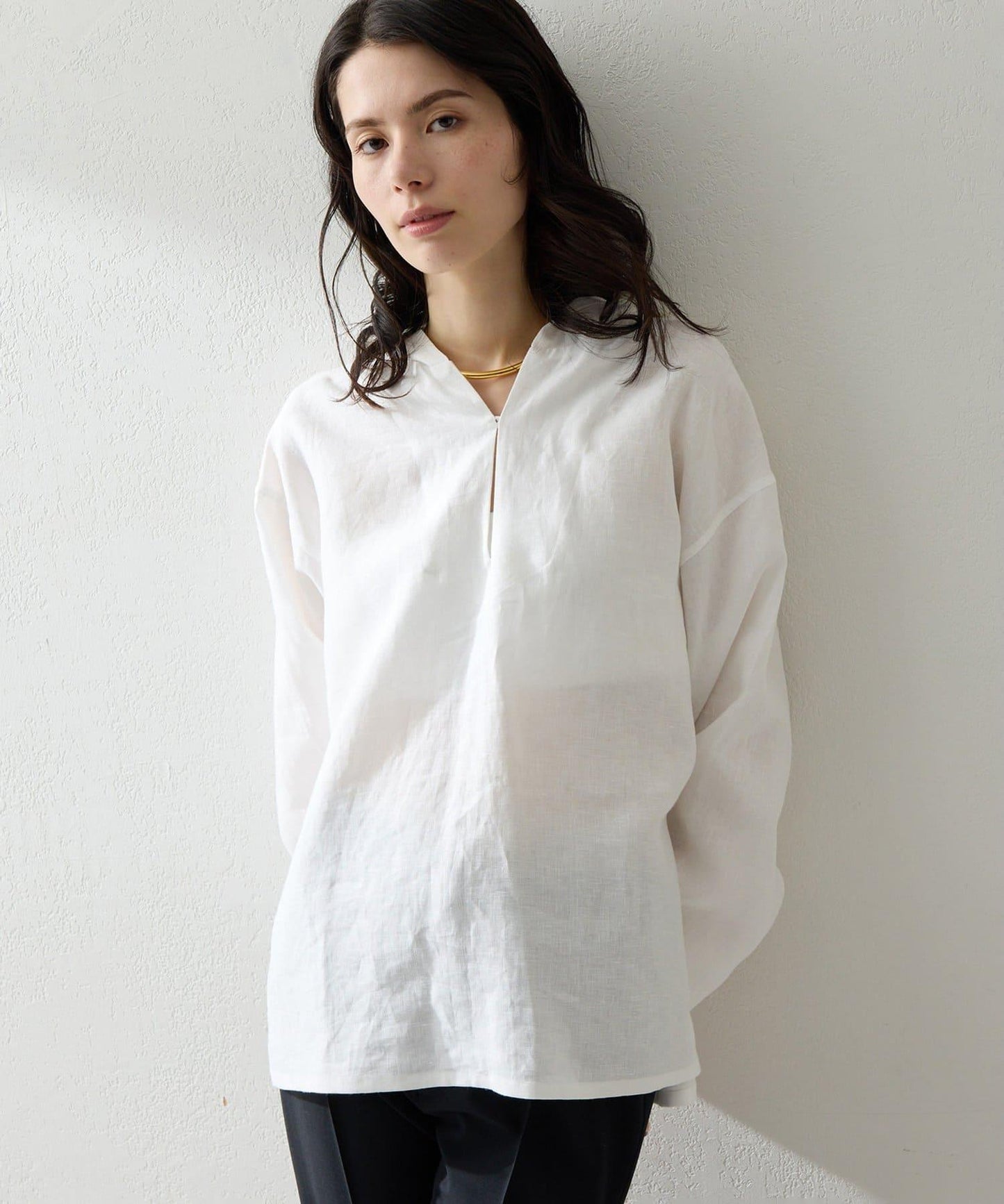 亞麻連帽套頭上衣