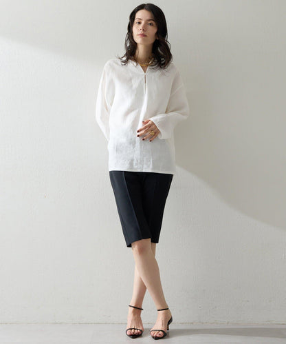 亞麻連帽套頭上衣