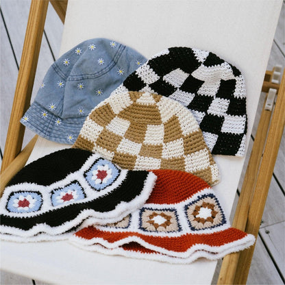 Dセレクト 雛菊刺繡牛仔漁夫帽