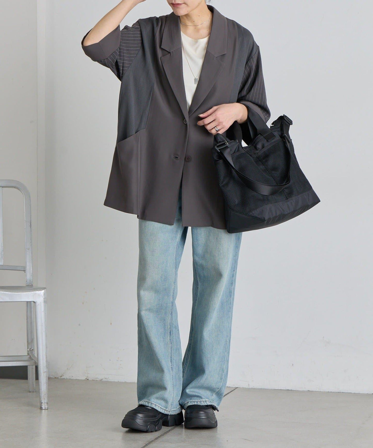 sampo×ear 防潑水 A4收納 棕櫚葉印花 托特包