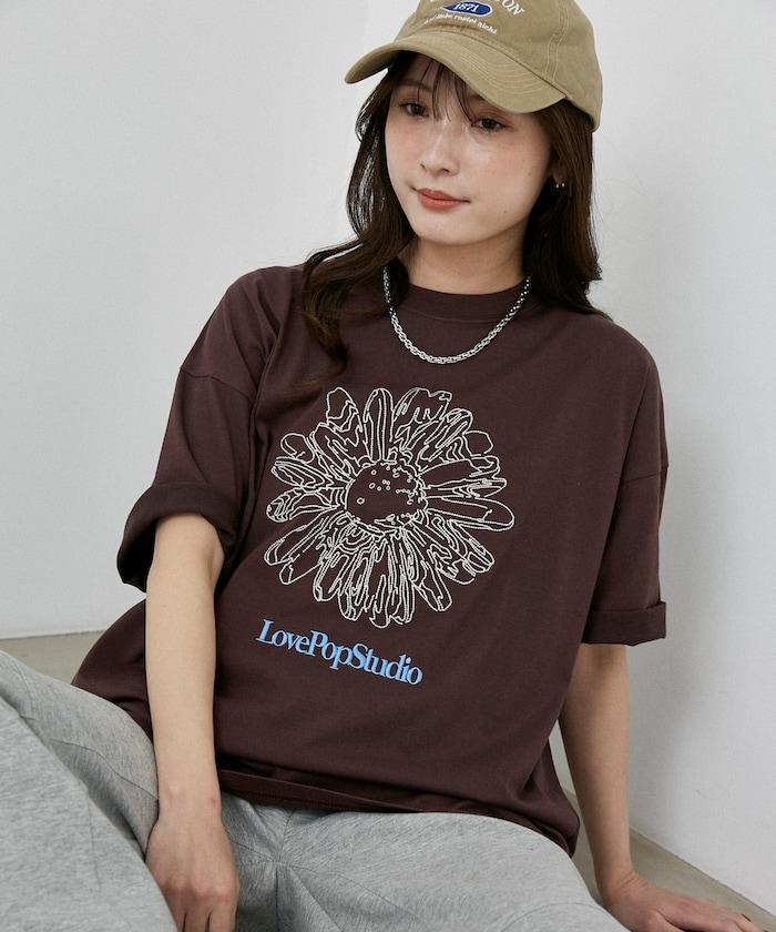 LOVE POP STUDIO 花卉刺繡T恤