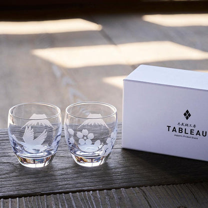 【江戸切子】富士山に鶴・桜 冷酒グラス | TABLEAU
