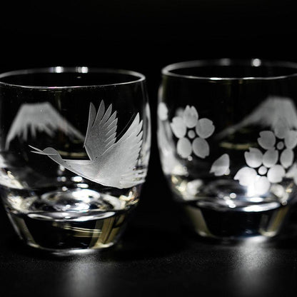 【江戸切子】富士山に鶴・桜 冷酒グラス | TABLEAU