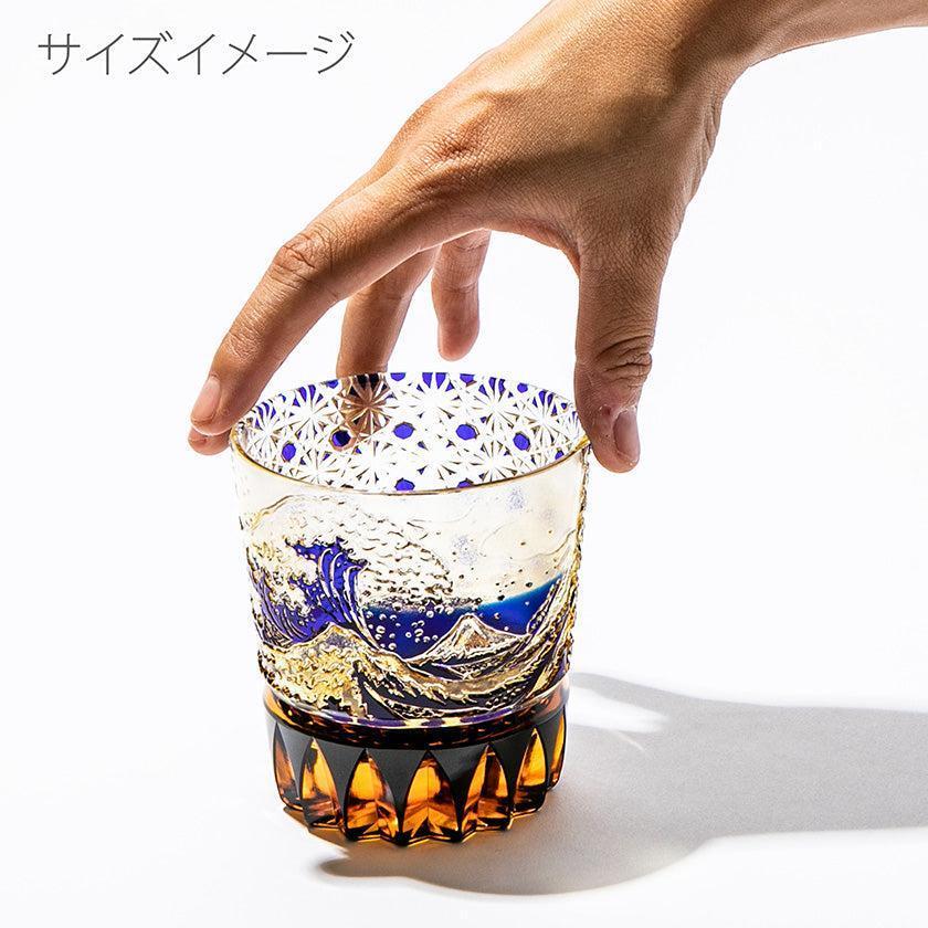 【江戸切子】富嶽三十六景「凱風快晴」「神奈川沖波裏」に菊籠目紋 オールドグラス | TABLEAU