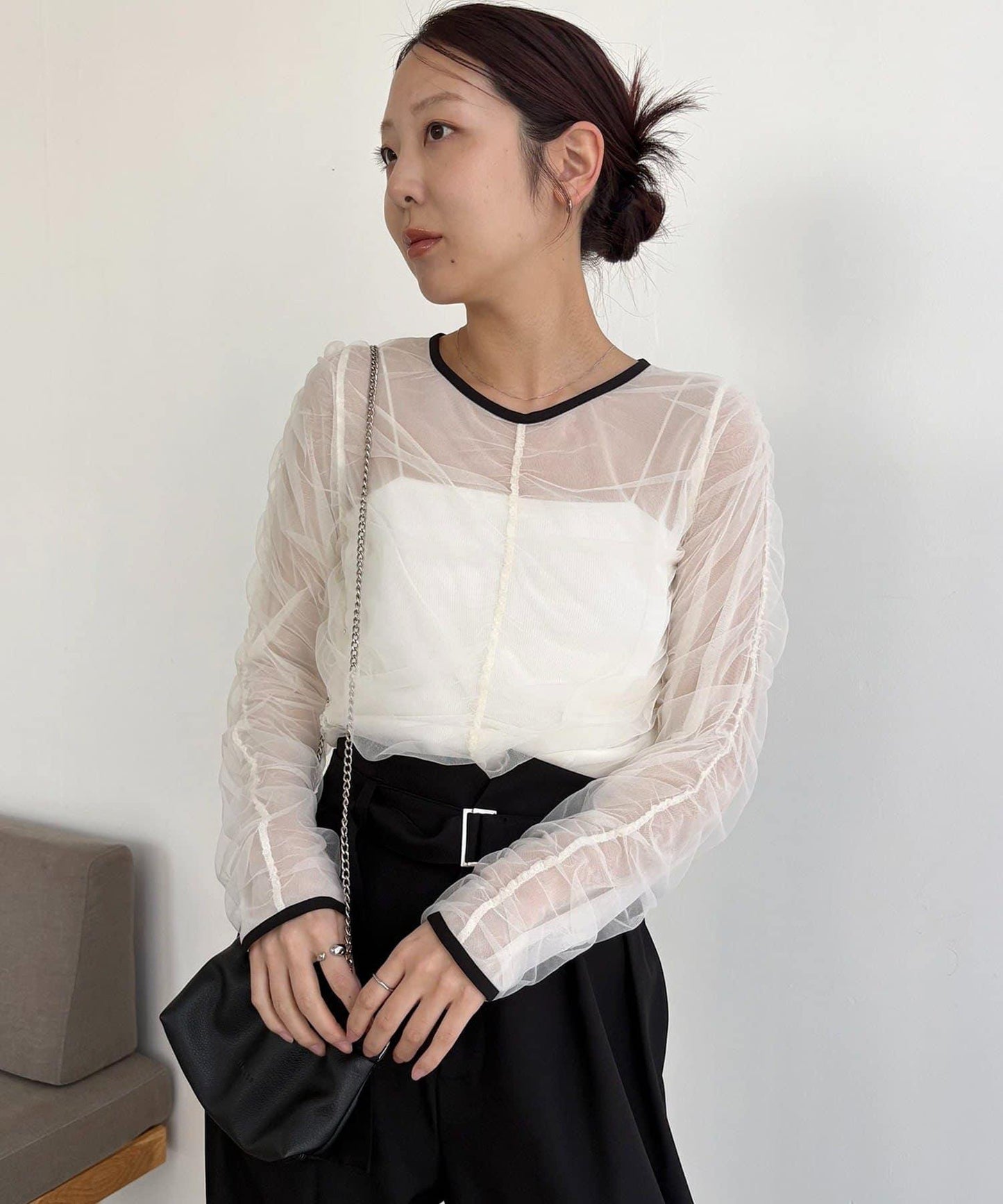 CAPRICIEUX LE'MAGE 薄紗抽褶襯衫