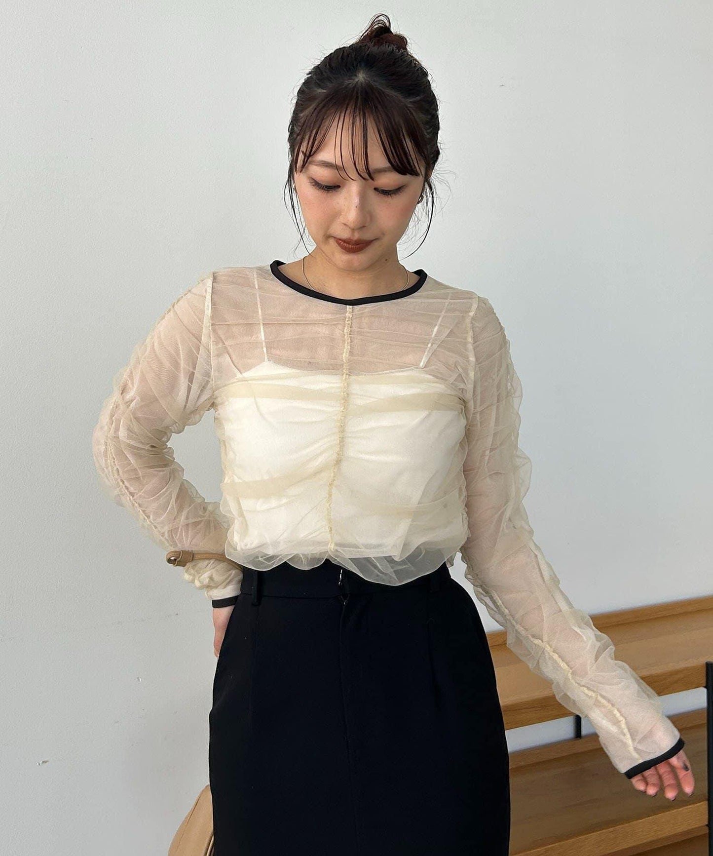 CAPRICIEUX LE'MAGE 薄紗抽褶襯衫