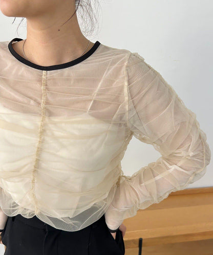 CAPRICIEUX LE'MAGE 薄紗抽褶襯衫