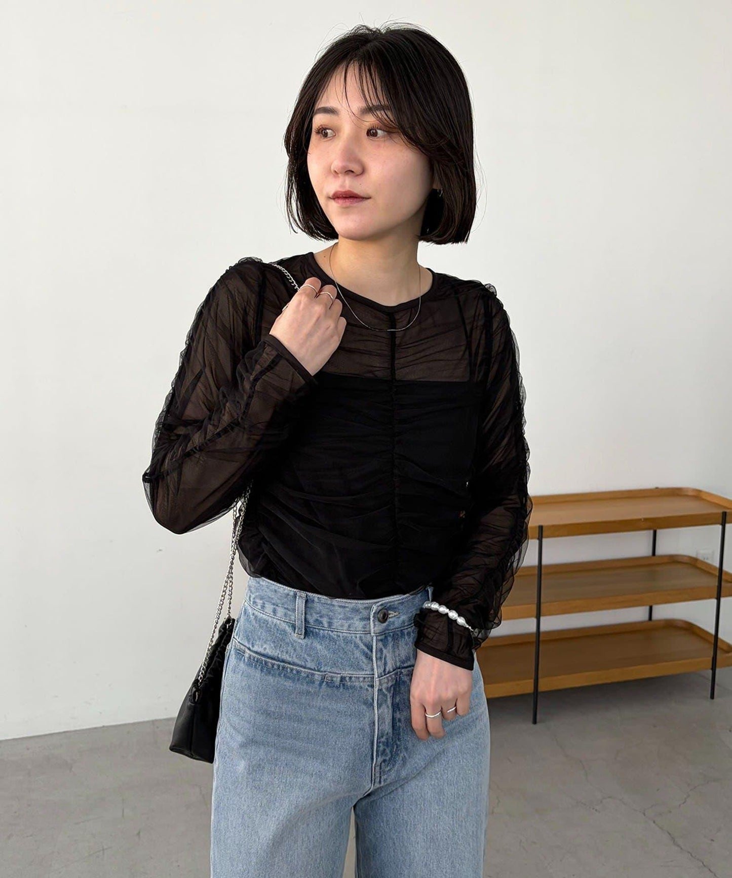 CAPRICIEUX LE'MAGE 薄紗抽褶襯衫