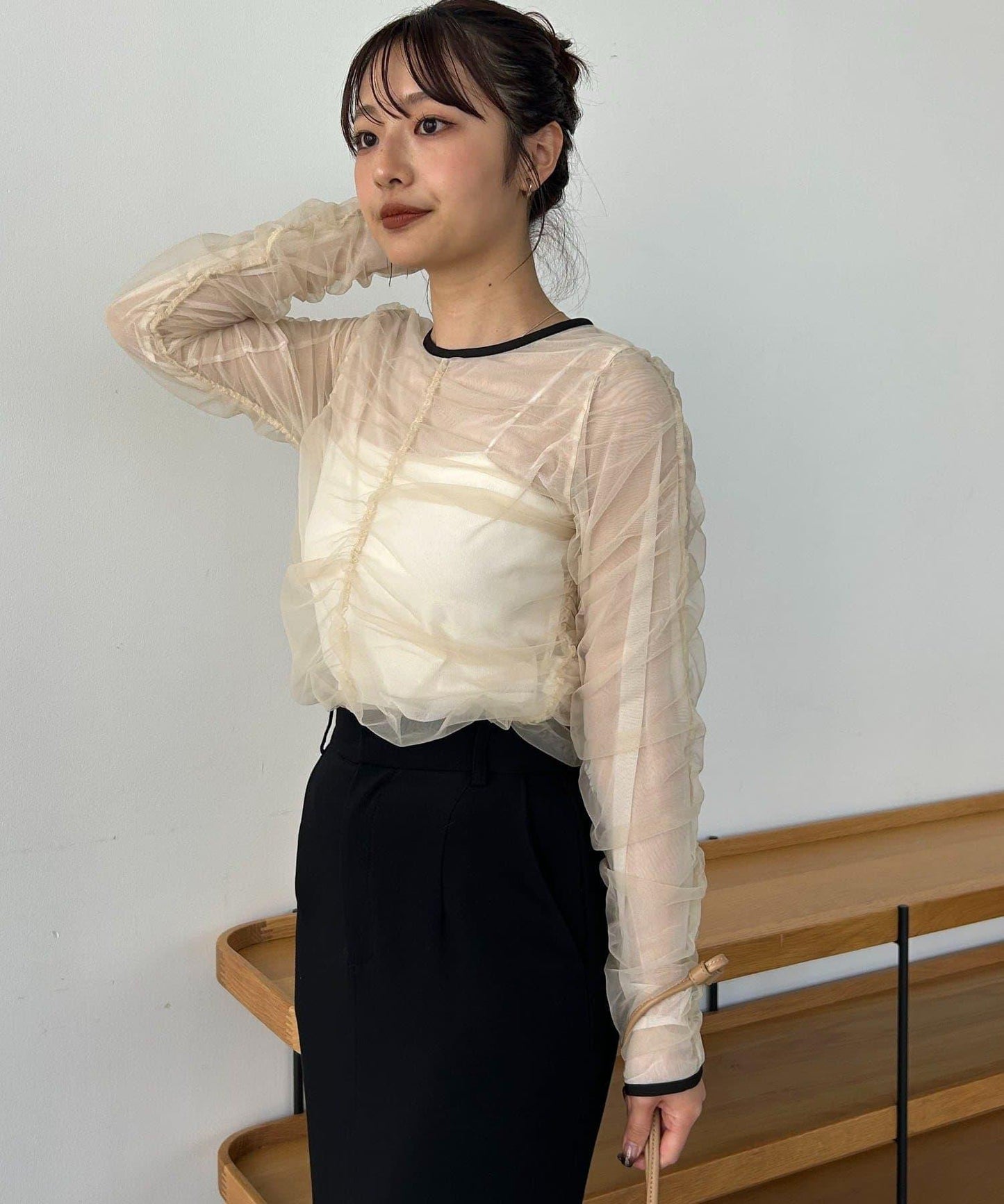 CAPRICIEUX LE'MAGE 薄紗抽褶襯衫